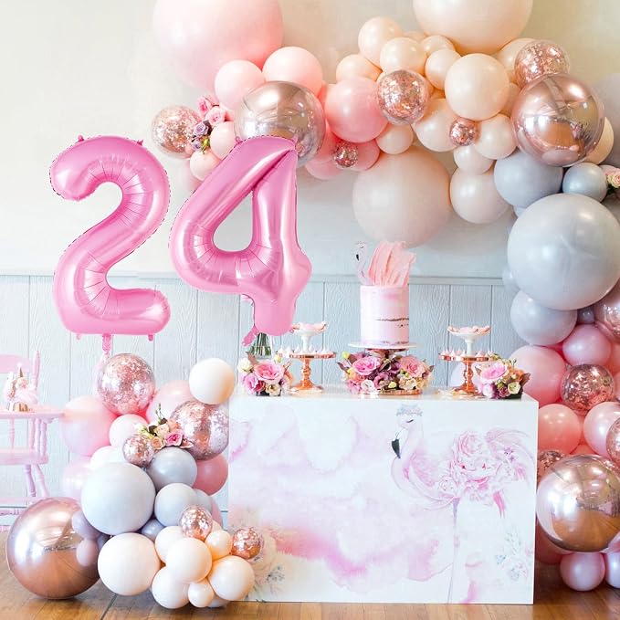 Pink Number 24 Balloons, Big Large Foil Number Balloons, Jumbo Giant Mylar - Image 5