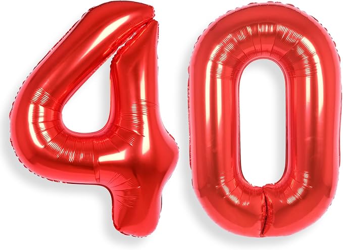 AULE 40 Inch Red 40 Balloon Number Foil 0-9 Birthday Big Numbers | Birthday by AULE