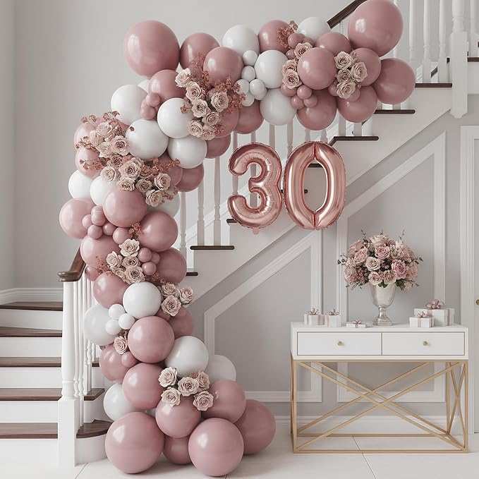 RUBFAC Dusty Pink Balloons 129pcs Different Sizes Pack of 18 12 10 5 Inch | - Image 6