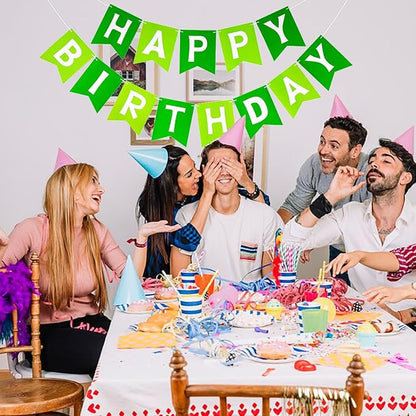 Green Happy Birthday Banner Greenery Theme Birthday Party Supplies Birthday - Image 4