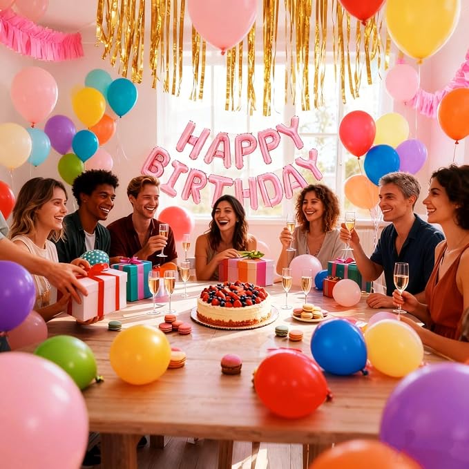 16" Happy Birthday Foil Letter Balloons Banner Set | Alphabet Balloons - Image 6
