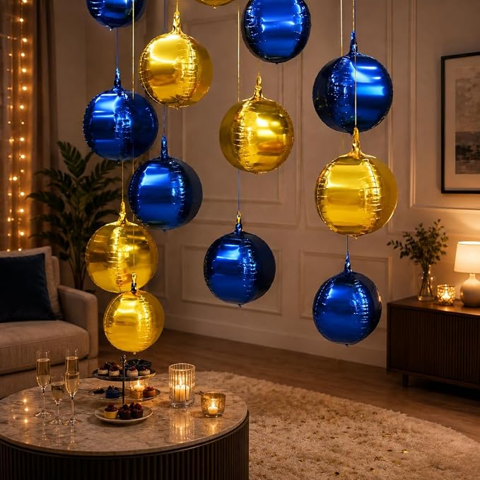 Navy Gold Round Foil Balloons - Image 9