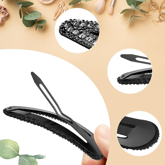 2PCS Rhinestone Hair Clips,Snap Hair Accessories,Decorative Hair Clips,Rhinestone Barrettes For Women Girls(SET16)