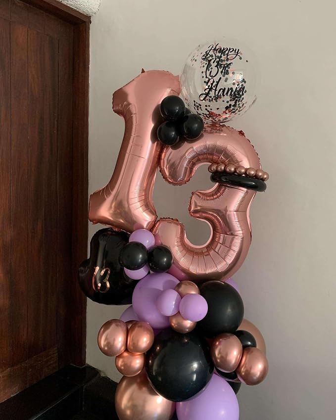 Rose Gold 13 Number Balloons, 40 Inch Giant Number 13 Balloons Foil Mylar - Image 3
