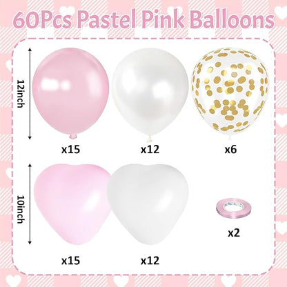 Pink Balloons, 12 Inch Double Stuffed & Gold Confetti Balloon - Image 2