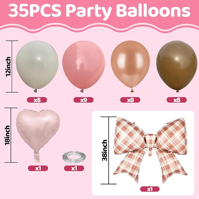 Pink And Brown Balloons, Dusty Pink Brown White Balloons, 18inch Blush Heart - Image 2