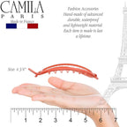 Camila Paris CP3121 French Hair Barrette Clip, Flexible Ponytail Holder No Metal Parts, Strong Hold Grip Hair Clips for Women, No Slip and Durable Styling Girls Hair Accessories, Made in France