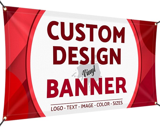 Custom Vinyl Banner for business Personalized, Colorful Customizable Banners by NUAHPRINTS