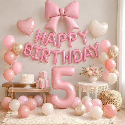 Dusty Pink Number 5 Balloon, 5th Birthday Decorations - Image 4
