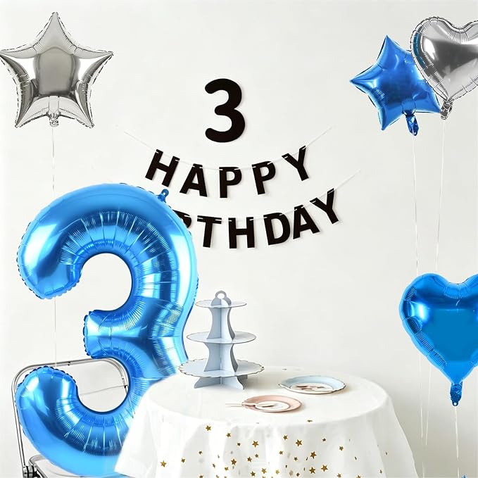 TONIFUL 2nd Birthday Balloons Kit 40 Inch Blue Large Number 2 Foil Balloon | - Image 5