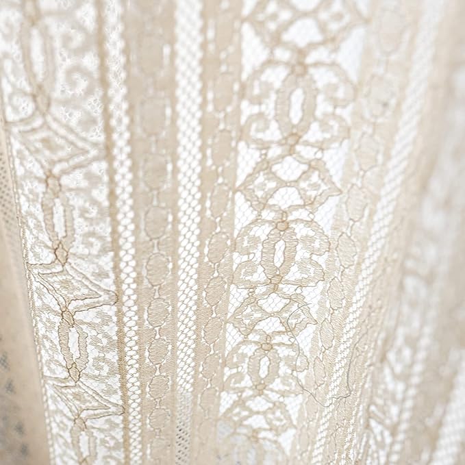 Sutuo Home Boho Sheer Curtain Valance Crochet Lace - Image 5