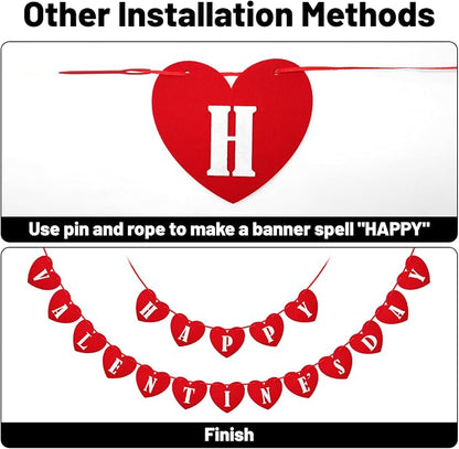Pre-Strung Happy Valentines Day Felt Banner No DIY Valentines Day Banner | - Image 4