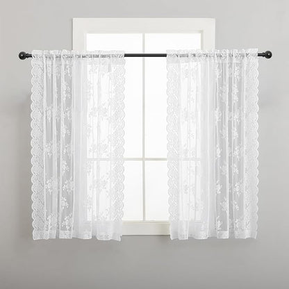 Kotile White Vintage Lace Curtains - Image 2