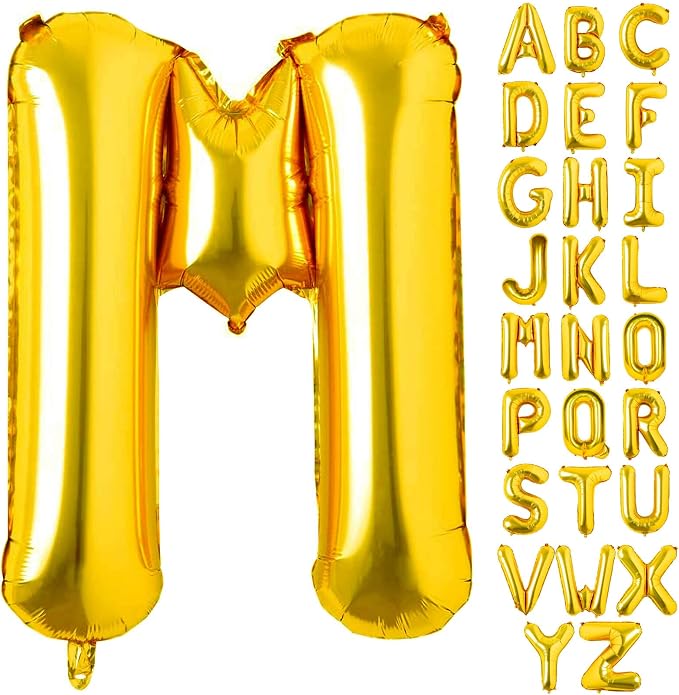 Lovoir 40 Inch Large Gold Letter M Balloons Big Size Jumbo Mylar Foil Helium by Lovoir