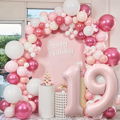 Pastel Pink 19 Balloon Number for Girls, Big Light Blush Pink Foil 1 & 9 Helium - Image 5