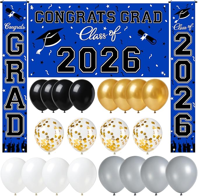 WOHOHOHO 23Pcs Graduation Decorations 2026 Set, Class of 2026 Backdrop by Unknown