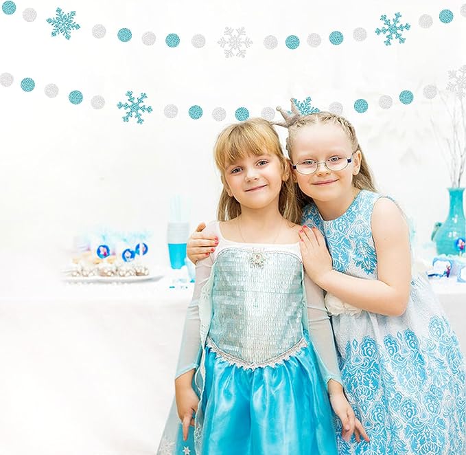 Snowflake-Snow Teal-Silver Christmas Party-Decorations Garland - 58Ft White - Image 7