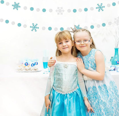 Snowflake-Snow Teal-Silver Christmas Party-Decorations Garland - 58Ft White - Image 7