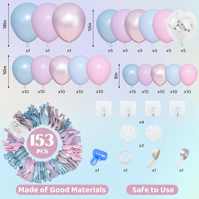 Amandir 153pcs Pink Purple Blue Balloons Arch Garland Kit Different Sizes | 18 - Image 2