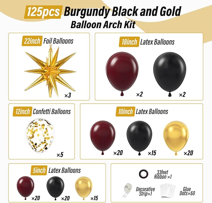 Burgundy Balloon Arch Garland Kit - Image 2