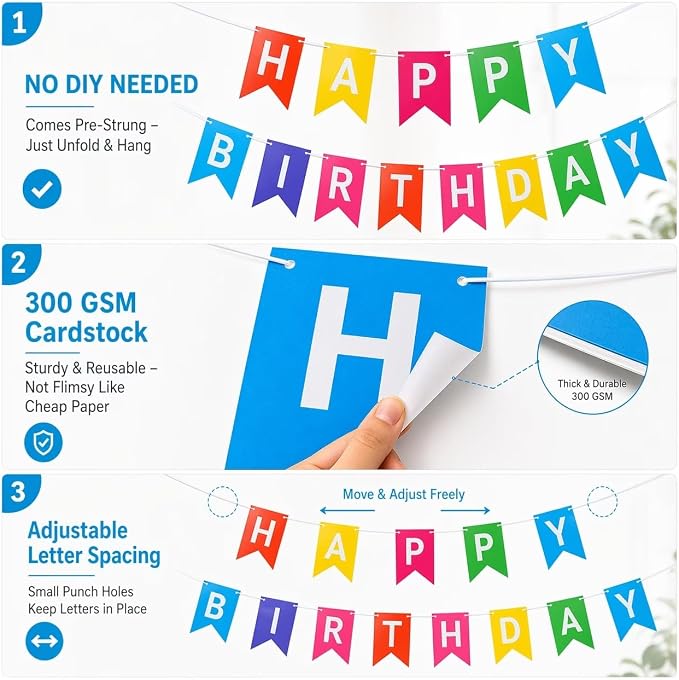 Colorful Happy Birthday Banner Sign - Image 3