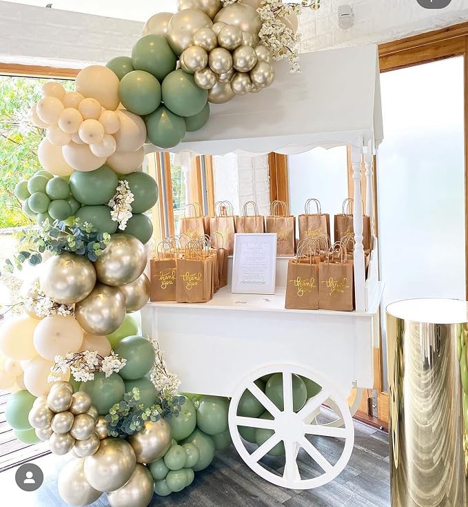 Sage Green Gold Balloons, Birthday Party Decorations - Image 5