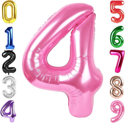 40 Inch Pink Number 4 Balloon Birthday Party Decorations by Hadoife