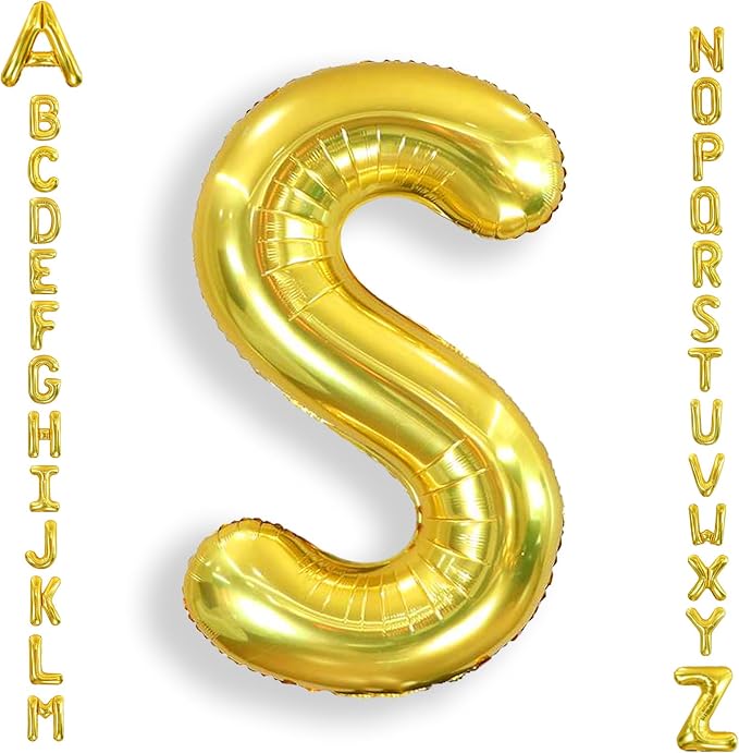 AULE 40 Inch Gold S Balloon Letter Foil A-Z Birthday Big Alphabet | Birthday by AULE