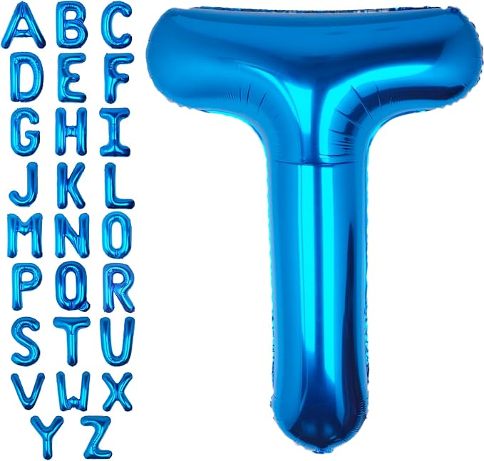 40 Inch Blue Letter T Balloon Big Foil Helium Letter Balloons A-Z | Giant Large by SULALABOO