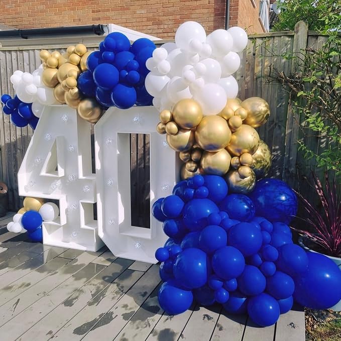 BAUANOOY Royal Blue Gold White balloons - Image 5