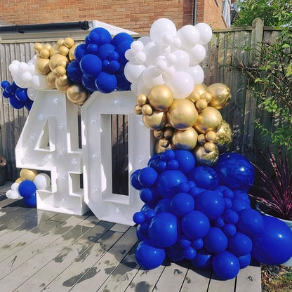 BAUANOOY Royal Blue Gold White balloons - Image 5