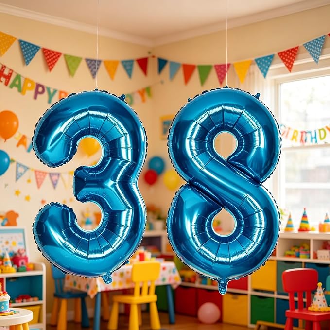 10 Pcs Number Balloons 32 Inch Blue 0-9 Number Mylar Foil Balloons Blue Custom - Image 4