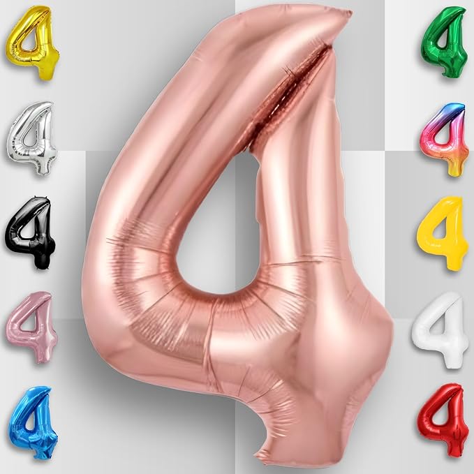 Rose Gold Number Balloon 4 Mylar Foil Balloons 40 inch - Image 5