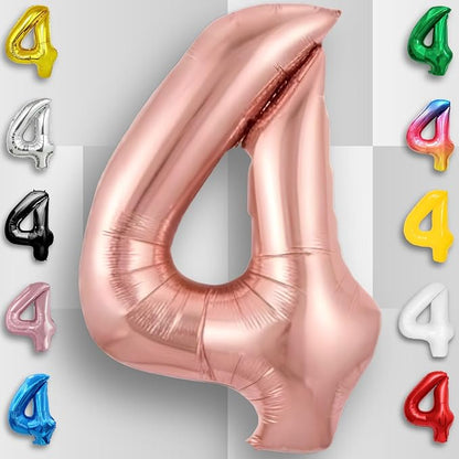 Rose Gold Number Balloon 4 Mylar Foil Macaron Balloons 16 inch - Image 5