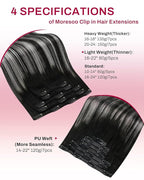 Moresoo Black And Silver Human Hair Clip in Extensions Balayage Natural Black to Silver Grey Hair Extensions Real Human Hair Clip ins Remy for Women Double Weft 80g/5pcs 16 in