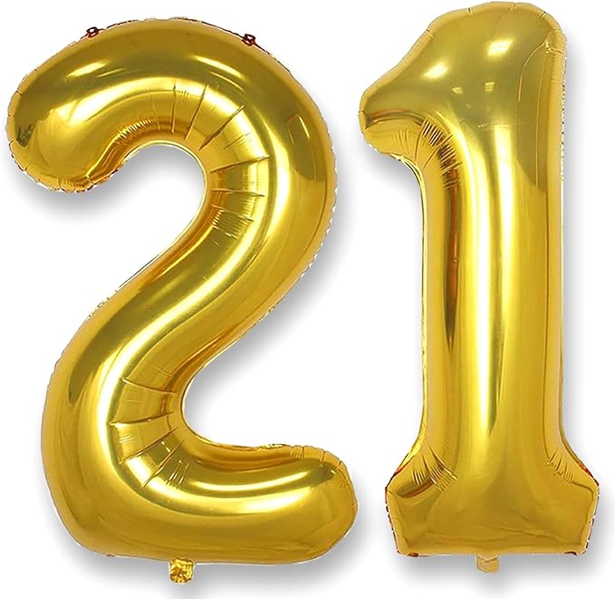 AULE 40 Inch Gold 21 Balloon Number Foil 0-9 Birthday Big Numbers | Birthday by AULE