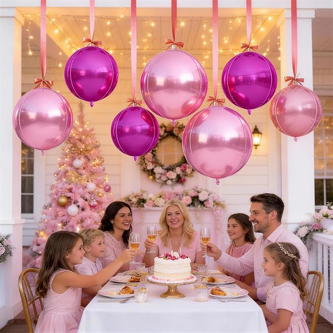 12Pcs Hot Pink and Pink Round Balloons Foil, Big Hot Pink Metallic Balloons - Image 5