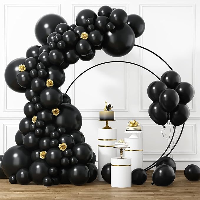 RUBFAC Black Balloons Different Sizes 105pcs 5/10/12/18 Inches by RUBFAC
