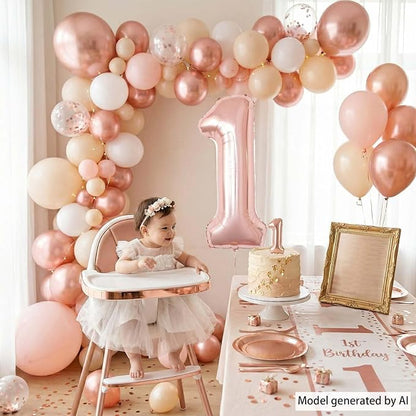 Rose Gold Number 1 Balloon 40 Inch, Elegant Blush Foil - Image 7