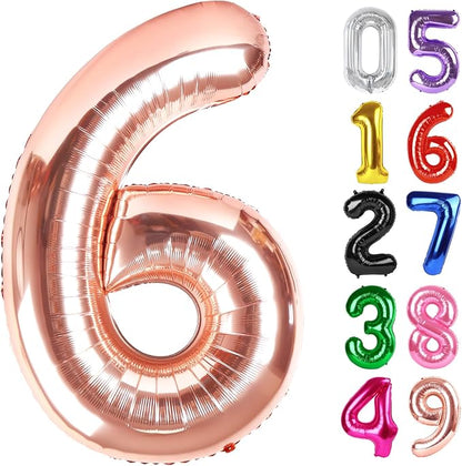 Rose Gold Number 6 Balloon 40 Inch, 6th Birthday Decorations Men Women | Foil by IWERP