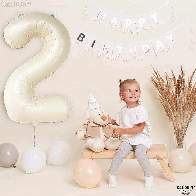 KatchOn Cream White Number 2 Balloon - Image 3