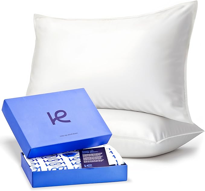 Kickoff Viscose Bamboo Pillowcase, King, Set of 2, 100% Organic Hidden Zippered Viscose Bamboo Pillow Case King Size, Cooling Pillow Cover for Hot Sleepers (20"x40", Snow White)