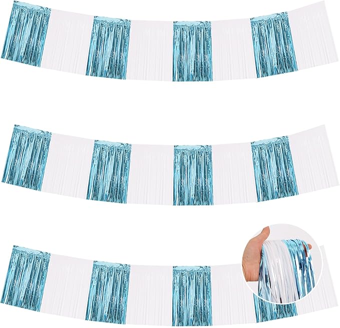 BEISHIDA Light Blue White Fringe Garland Banner Wall Tinsel Foil Streamers | by Beishida