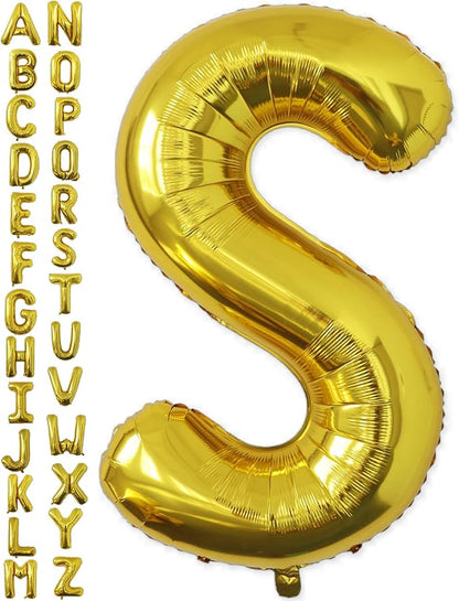 VHUWE 40 inch Gold Letter S Balloon, Big Size Alphabet Foil Mylar Helium by VHUWE