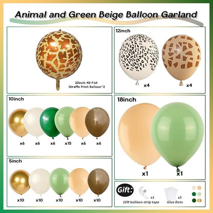 Jungle Safari Balloon Arch Garland Kit, Olive Sage Green Brown Beige - Image 2