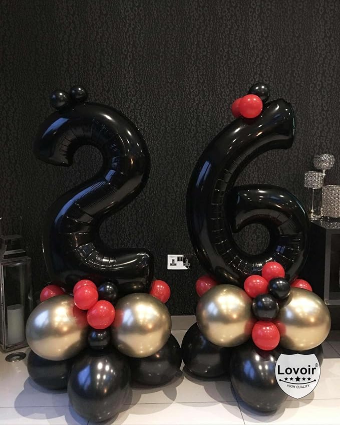 Black 16 Number Balloons, 40 Inch Giant Number 16 Balloons Foil Mylar Helium - Image 5