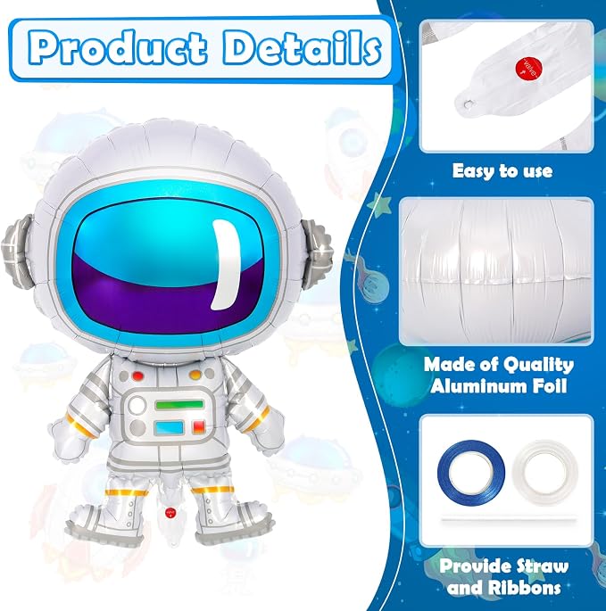 6 Pcs Galaxy Balloons, Outer Space Spaceship Rocket Astronauts Balloon - Image 5
