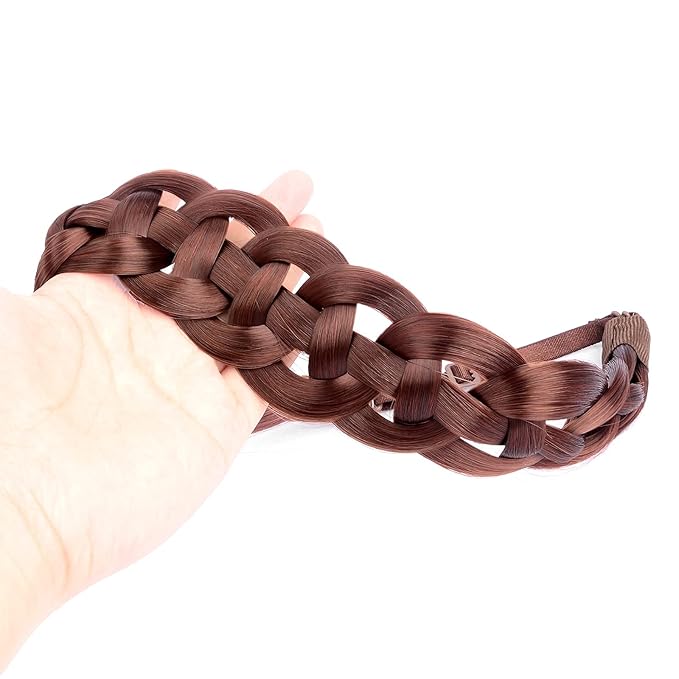 DIGUAN Hollow out Synthetic Hair Braided Headband Hairpiece Women Girl Beauty accessory for Women (Burgundy)