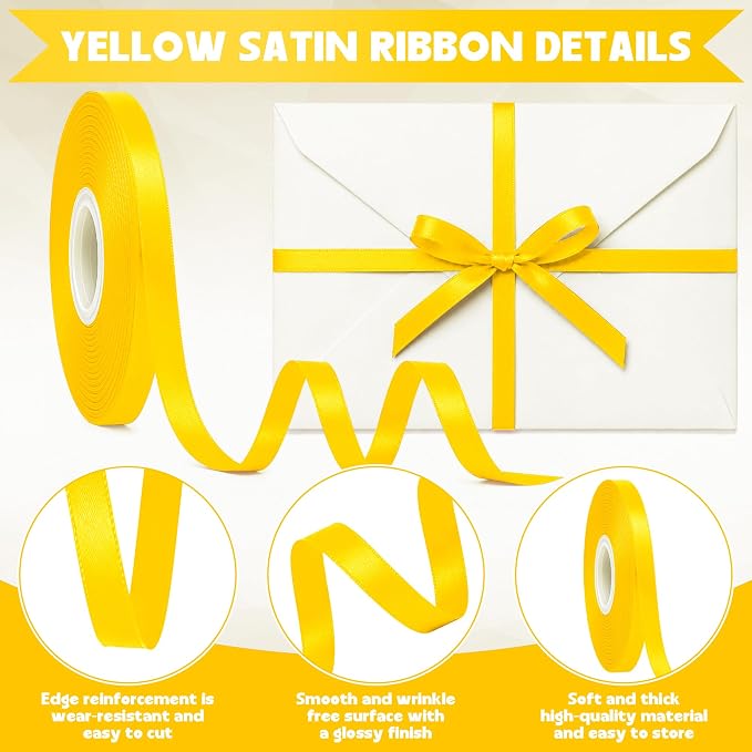 30Yards 3/8In Yellow Thin Ribbon - Image 3