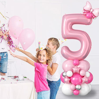 40 Inch Pink Number 5 Balloon for 5th Birthday Decoration Pastel Baby Pink - Image 3